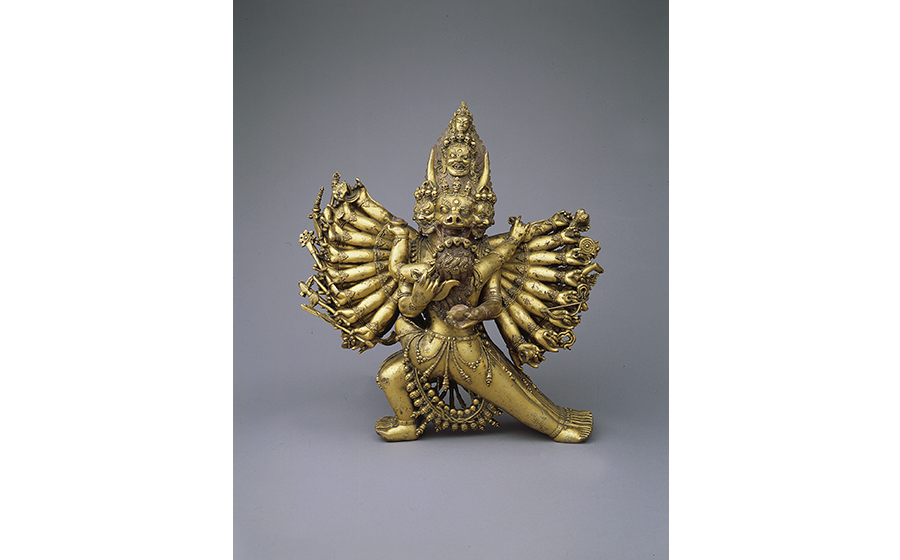 Vajrabhairava with Consort; Mongolia; 18th-19th century; gilt copper alloy; 14 1/8 x 12 5/8 x 5 3/4 in. (35.9 x 32.1 x 14.6 cm); Rubin Museum of Art; C2005.25.1 (HAR 68853)