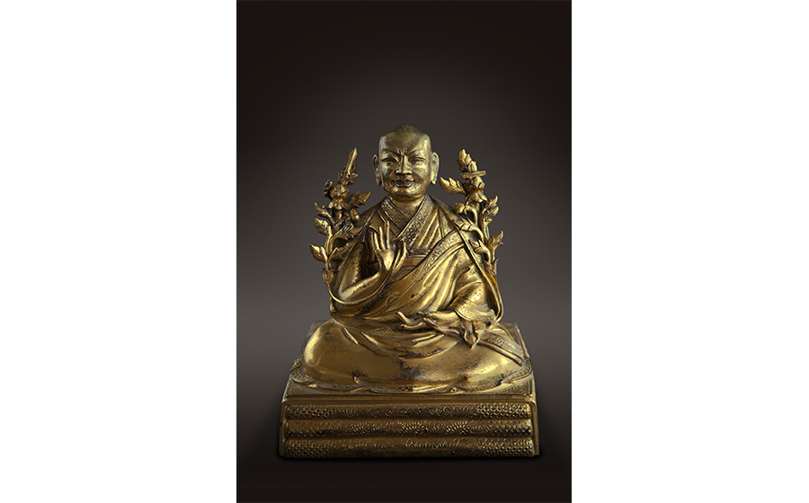 Portrait Sculpture of Changkya Ropai Dorje (1717–1786); China; Qing dynasty, 18th century; copper alloy with gilding; height: 16 1/4 in. (15.8 cm); Yury Khokhlov Collection; photograph by Bashir Borlakov