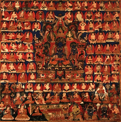 Vajradhara with Eighty-Five Great Adepts (Mahasiddhas)