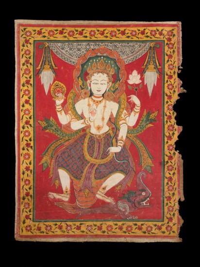 Two-sided Festival Banner of Varunani and Varahi; Nepal; 17th century; pigments on cloth; Rubin Museum of Art; C2007.19.1 (HAR 69050, 69051) Varunani is one of the the mother goddesses that Newar’s worship through masked dances