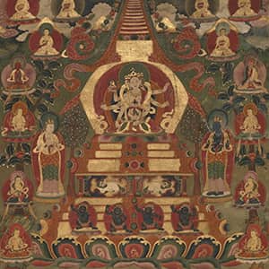 Ushnishavijaya Tibet; 18th century Ground mineral pigment on cotton Rubin Museum of Art Gift of Shelley and Donald Rubin C2006.66.507 (HAR 975)